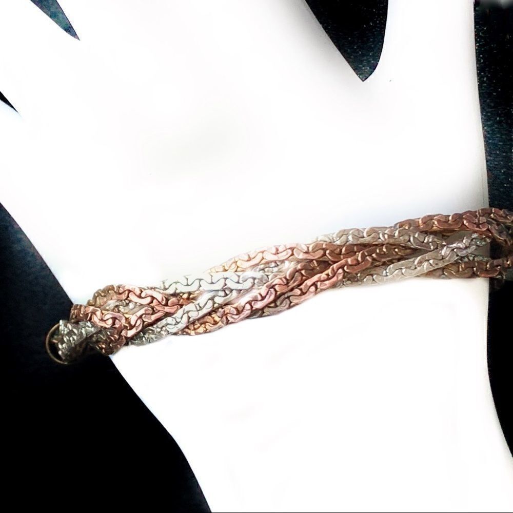 Vintage copper, silver, brass,metal chain bracelet